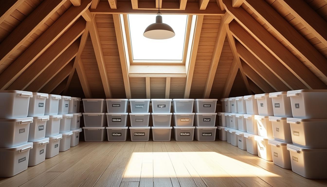 Astuces pour Organiser et Optimiser l’Espace de Votre Grenier 2 découvrez des astuces pratiques pour organiser et optimiser l'espace de votre grenier, afin de maximiser le rangement et créer une pièce fonctionnelle et agréable.