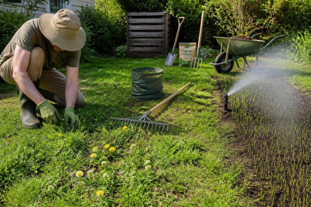 découvrez les 5 étapes clés pour transformer votre pelouse envahie de mauvaises herbes en un gazon sain et verdoyant grâce à notre plan de reprise efficace.